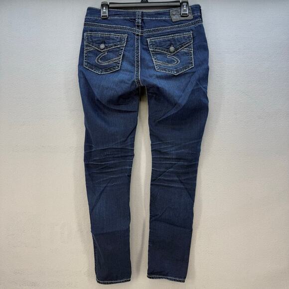 Silver Jeans Women's 29x29 (8) Dark Blue Suki Mid Super Skinny Preppy Normcore - Picture 2 of 16